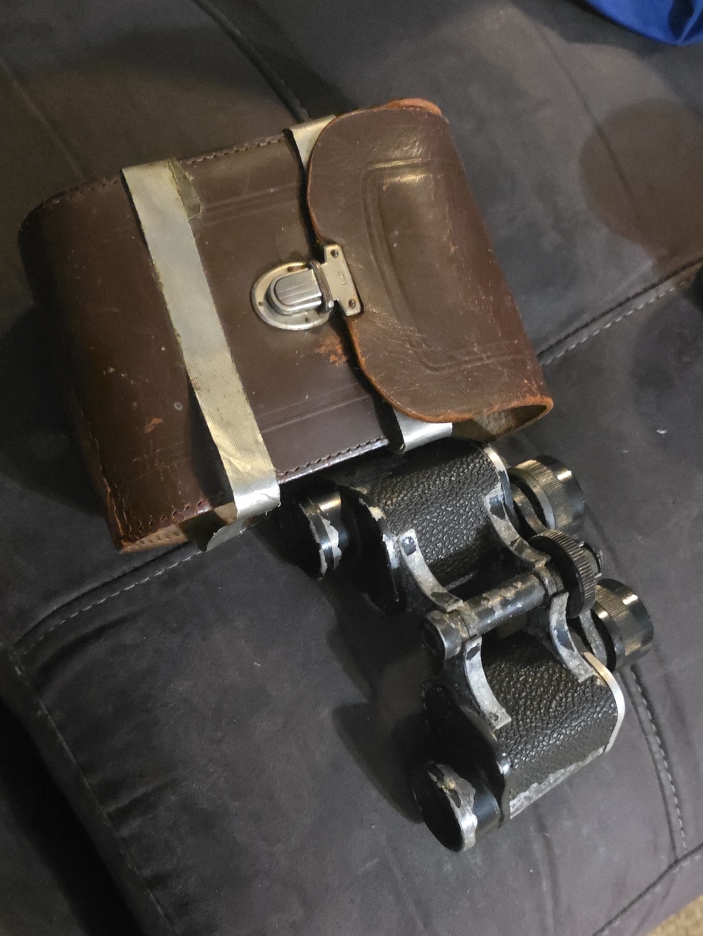 PANORALUX, Vintage Brown Leather Men’s Binoculars With Leather Orig Case